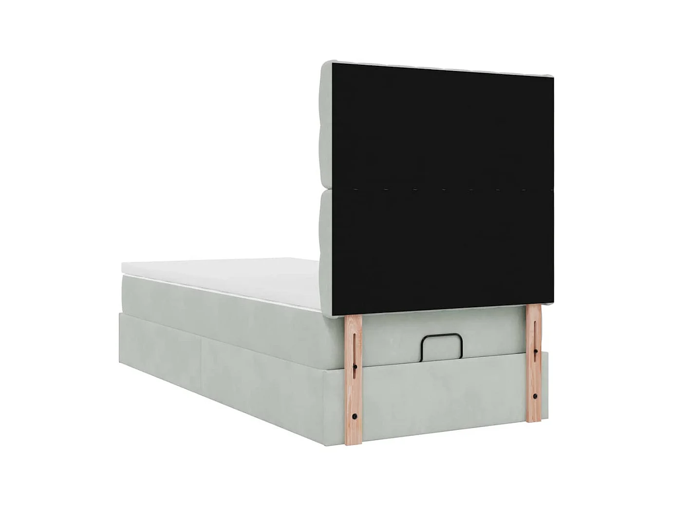 Cadre de lit ottoman et matelas gris clair 100x200 cm velours