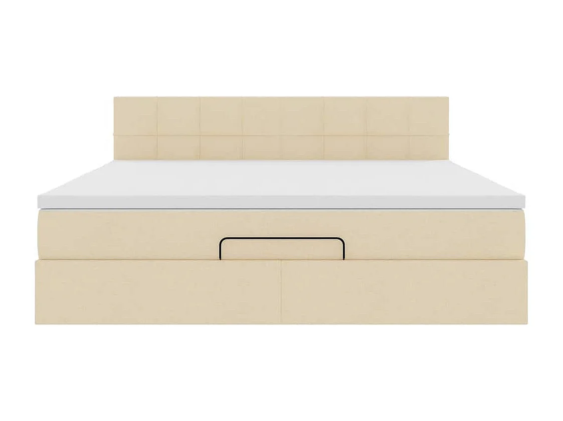 Estructura de cama otomana con colchón tela crema 180x200cm
