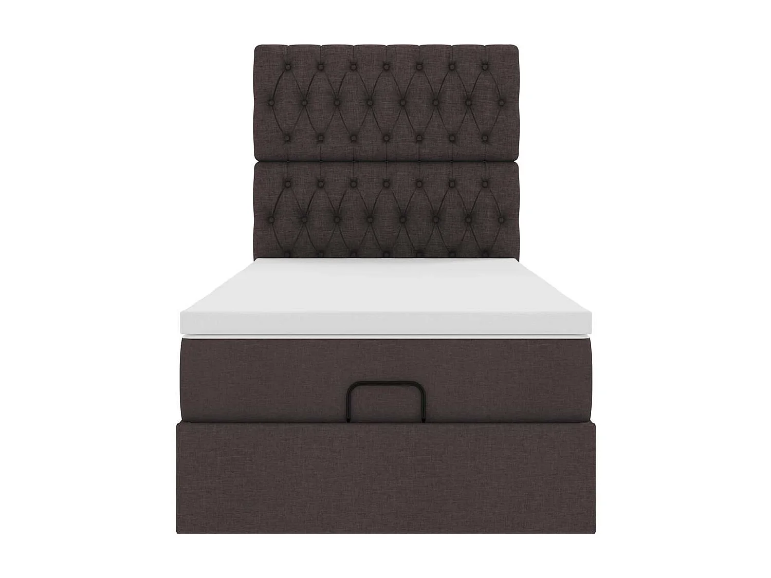 Cadre de lit ottoman avec matelas marron foncé 100x200 cm tissu