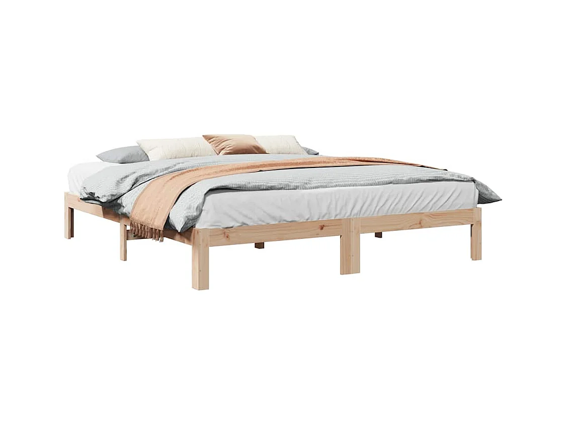 Estructura de cama sin colchón madera maciza de pino 160x200 cm