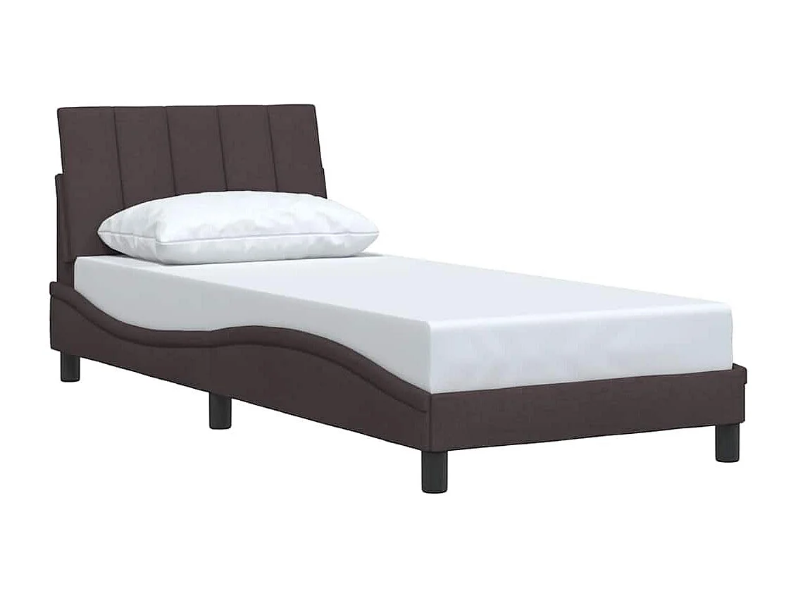 Cadre de lit sans matelas marron foncé 90x190 cm tissu