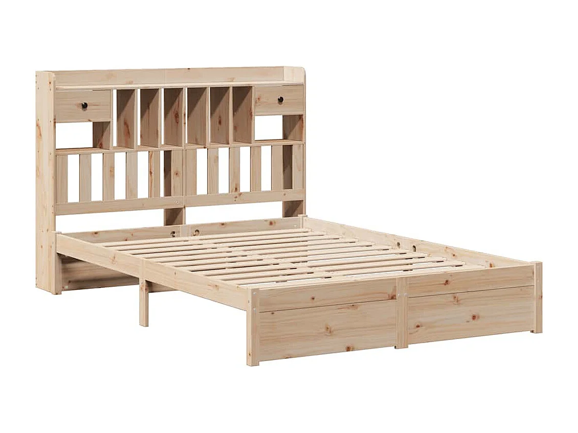 Lit bibliothèque sans matelas 140x190 cm bois de pin massif