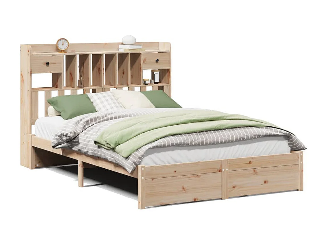 Cama com estante sem colchão 140x190 cm pinho maciço