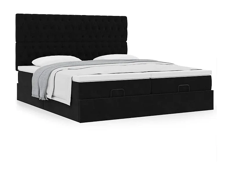 Cadre de lit ottoman avec matelas noir 160x200 cm velours