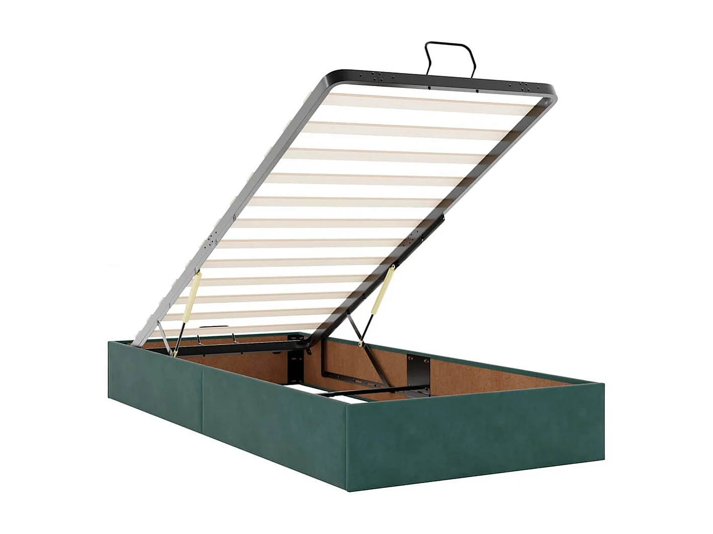 Cadre de lit ottoman sans matelas vert foncé 90x200 cm velours