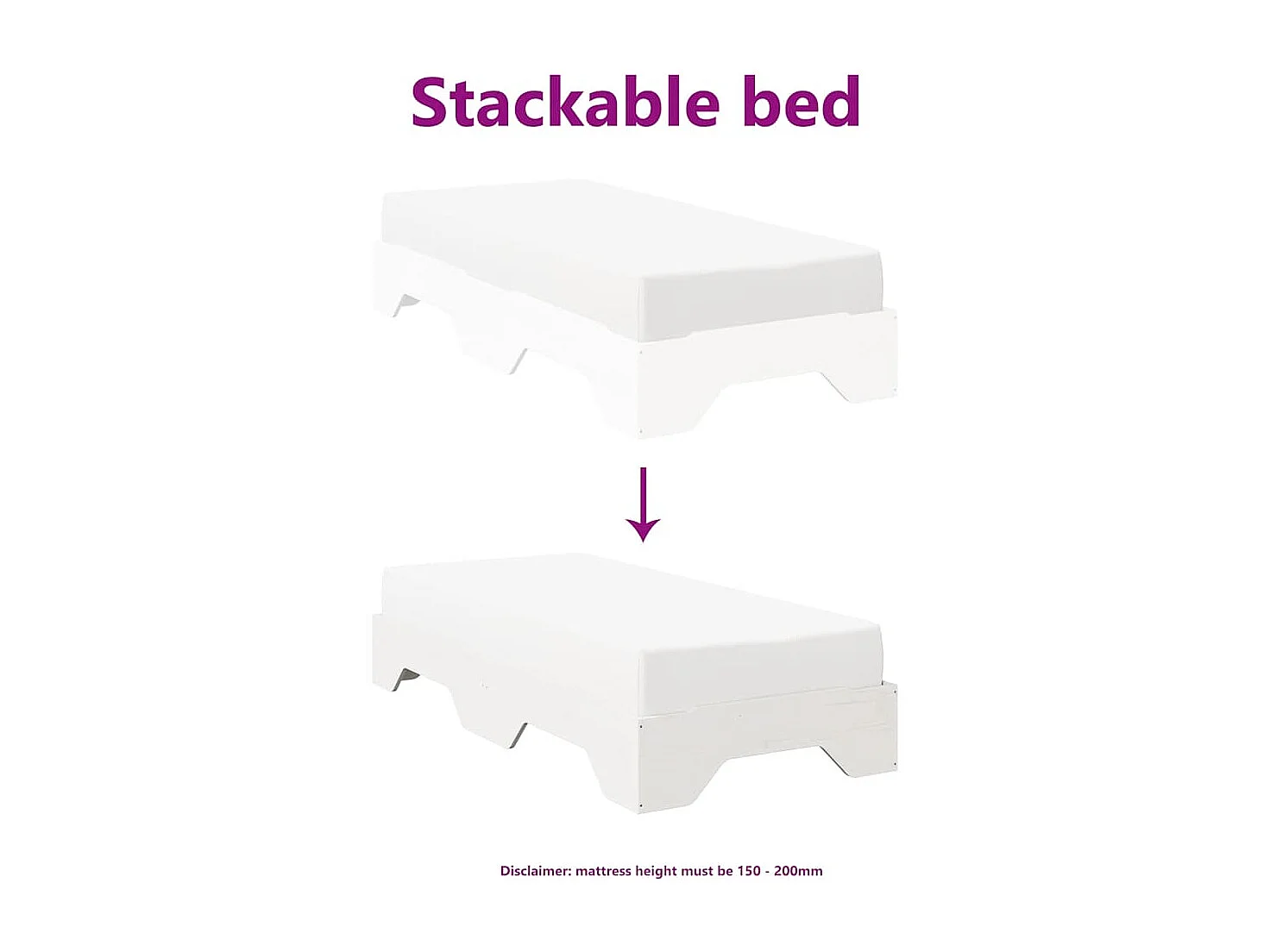 Estructura de cama sin colchón apilable blanca 80x200 cm