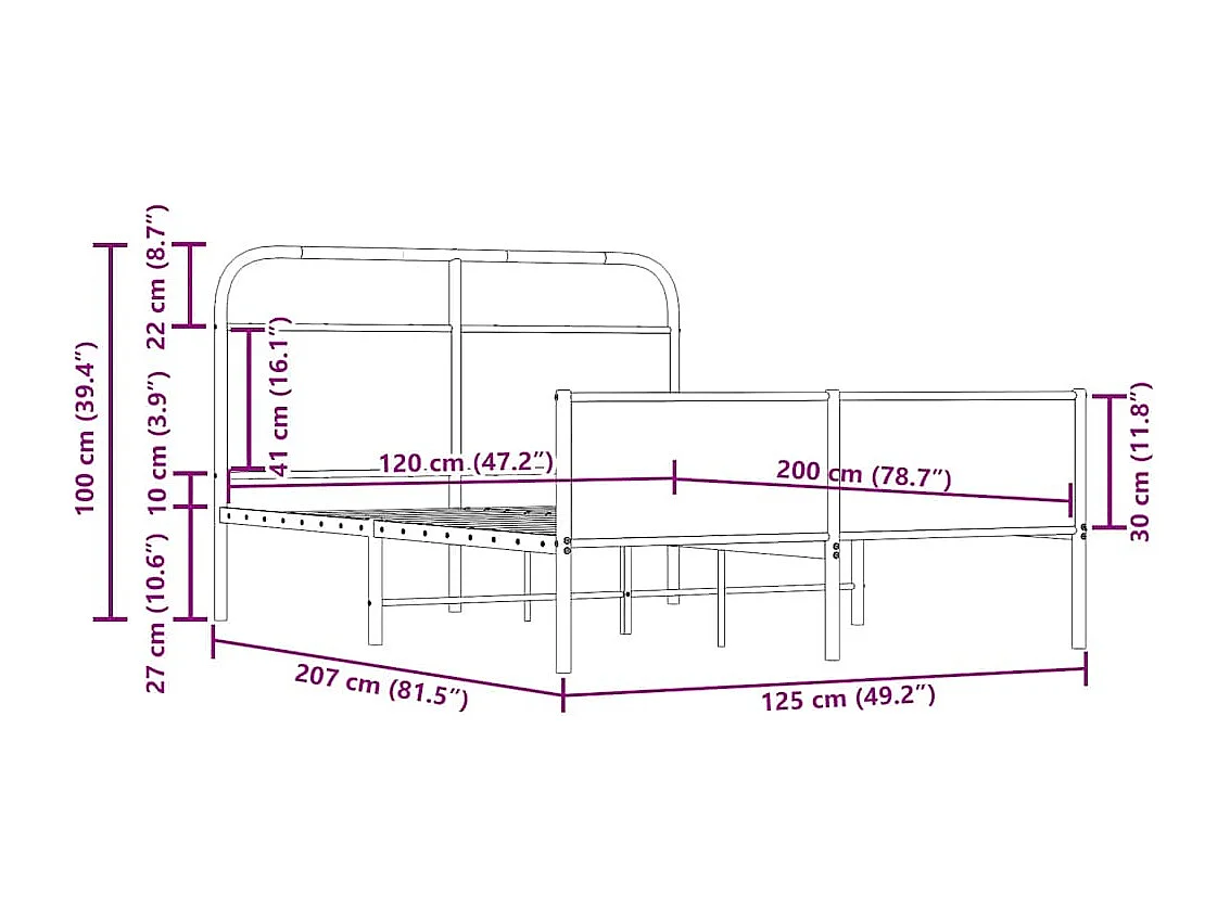 Bedframe zonder matras bewerkt hout sonoma eikenkleur 120x200cm