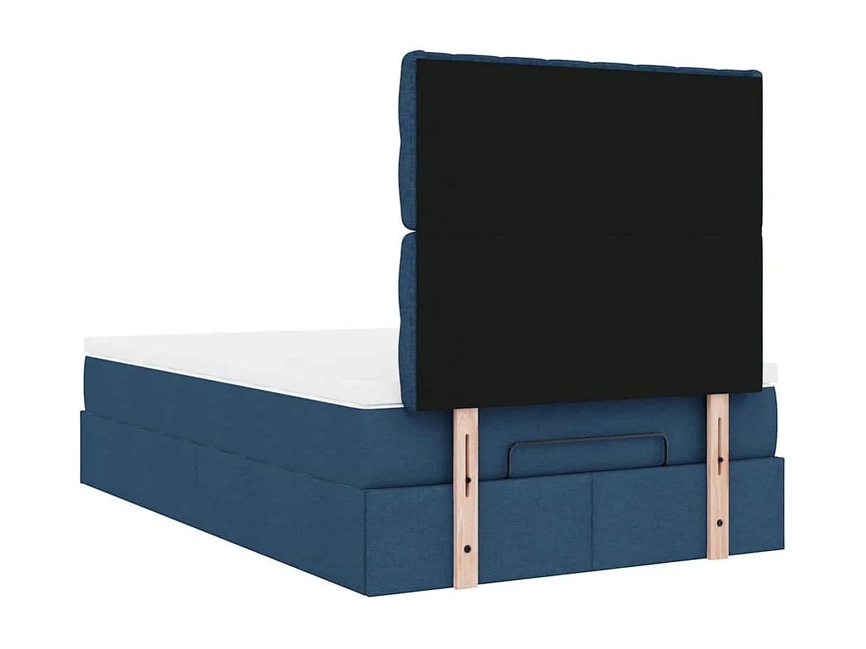 Estrutura de cama otomana com colchão 120x190 cm tecido azul
