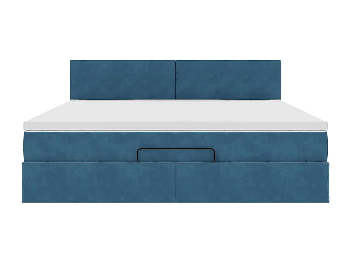 Cadre de lit ottoman avec matelas bleu foncé 180x200 cm velours