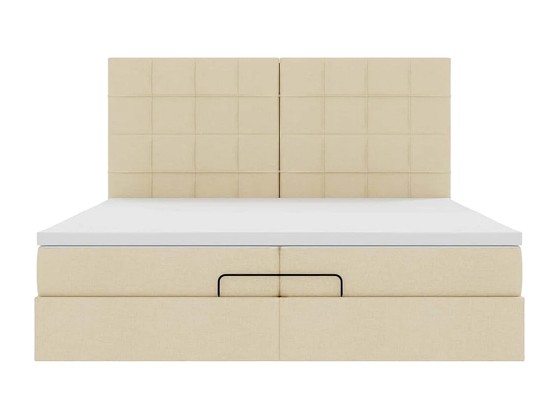 Cadre de lit ottoman avec matelas crème 200x200cm tissu