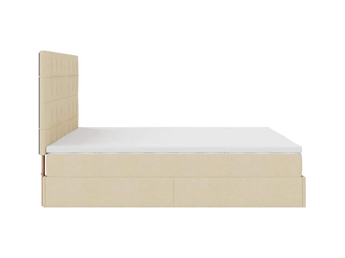 Cadre de lit ottoman avec matelas crème 200x200cm tissu