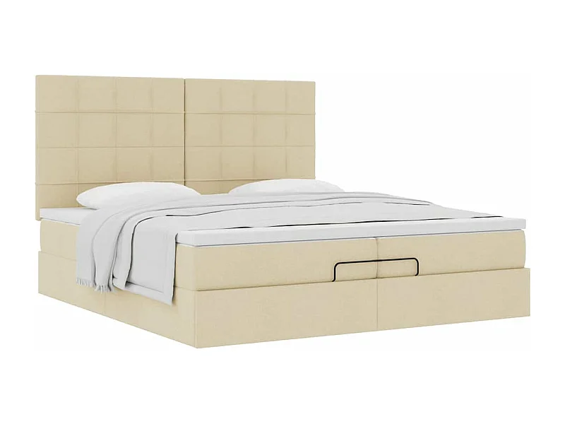 Ottoman bed met matrassen 200x200cm stof crèmekleurig