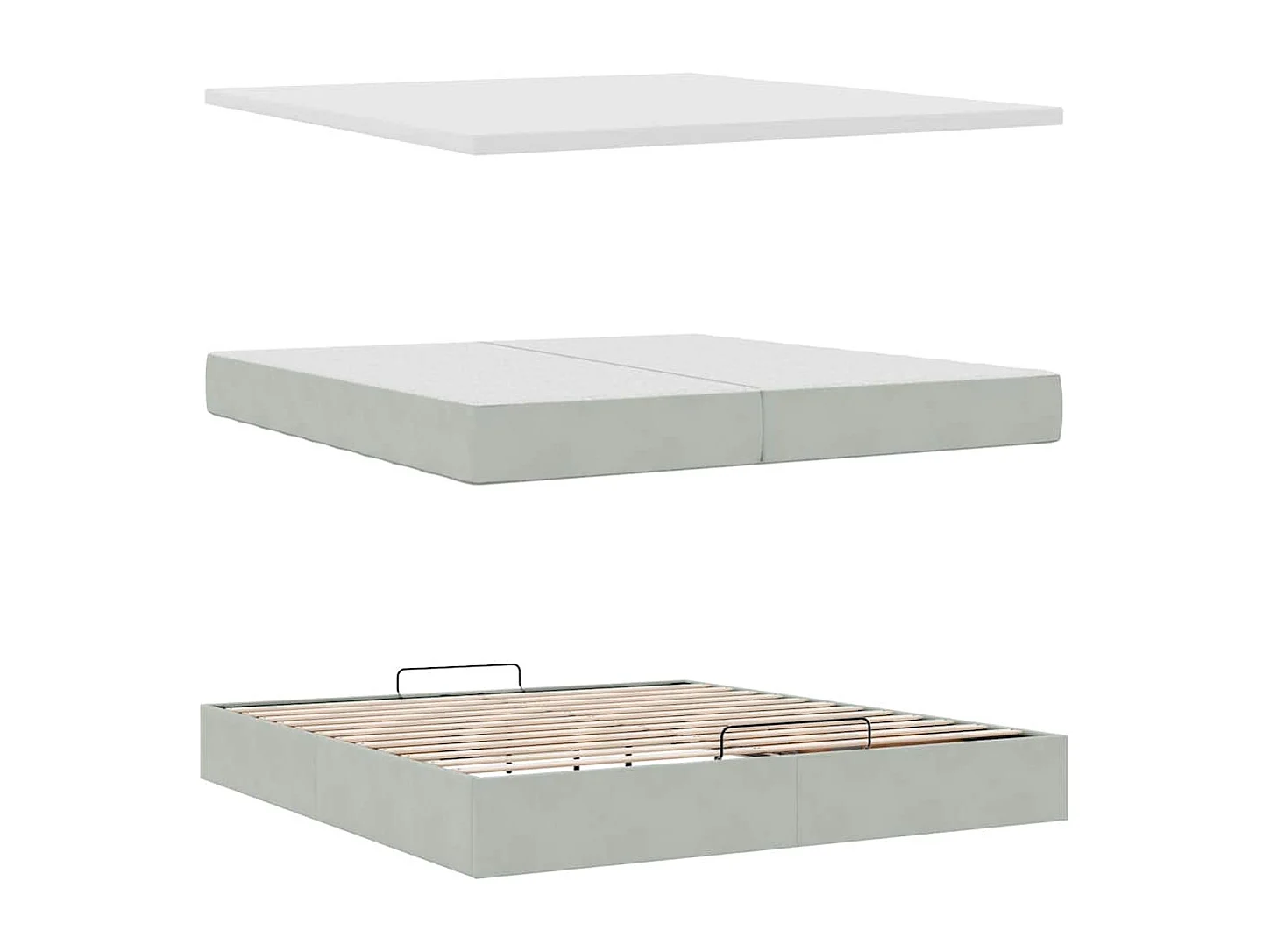 Ottoman bed met matras 200x200 cm fluweel lichtgrijs