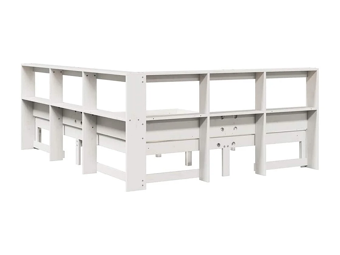 Lit bibliothèque sans matelas blanc 150x200 cm bois pin massif