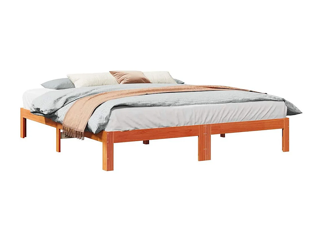 Bedframe zonder matras massief grenenhout wasbruin 160x200 cm