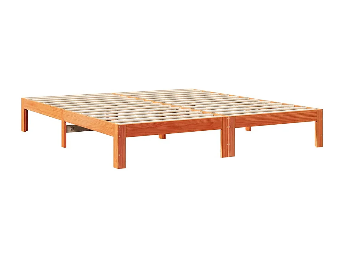 Bedframe zonder matras massief grenenhout wasbruin 160x200 cm