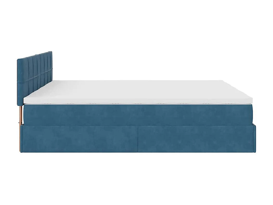 Estructura de cama otomana colchones terciopelo azul oscuro