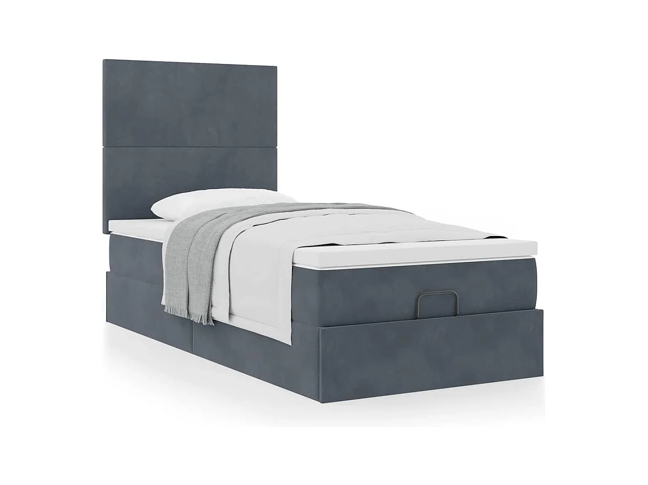 Ottoman bed met matrassen 90x190cm fluweel donkergrijs