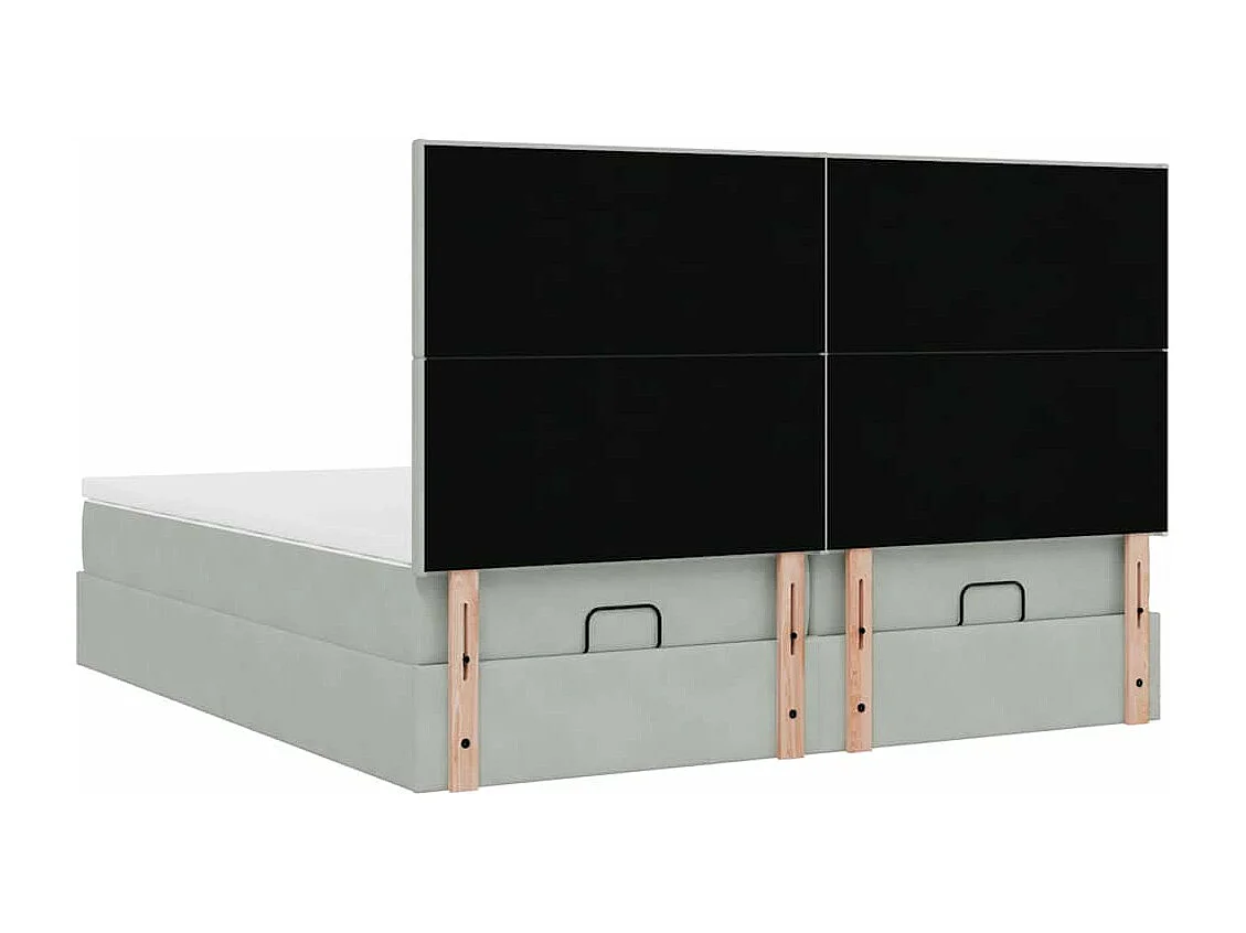 Cadre de lit ottoman et matelas gris clair 180x200cm velours