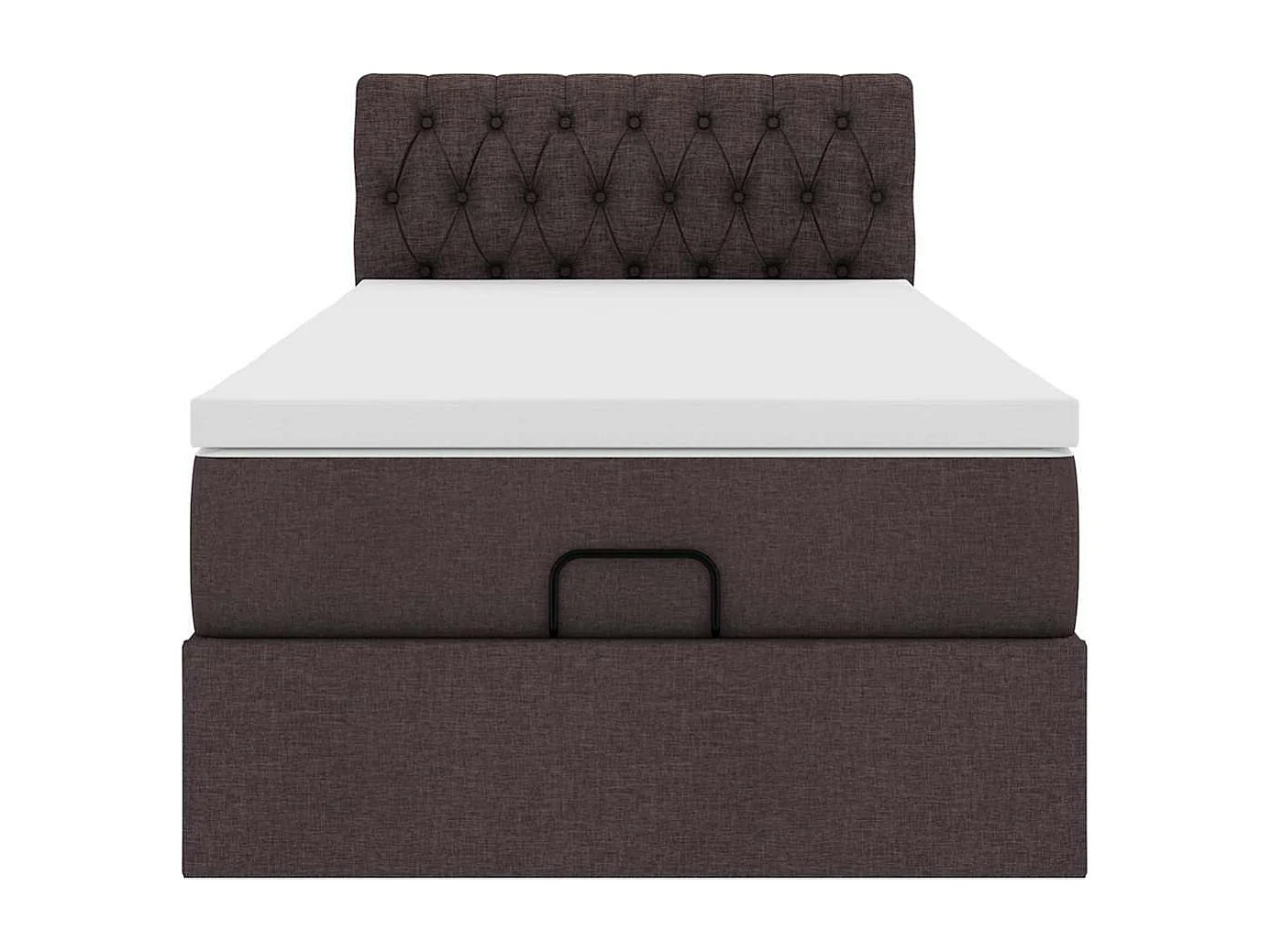 Lit ottoman avec matelas marron foncé 100x200 cm tissu