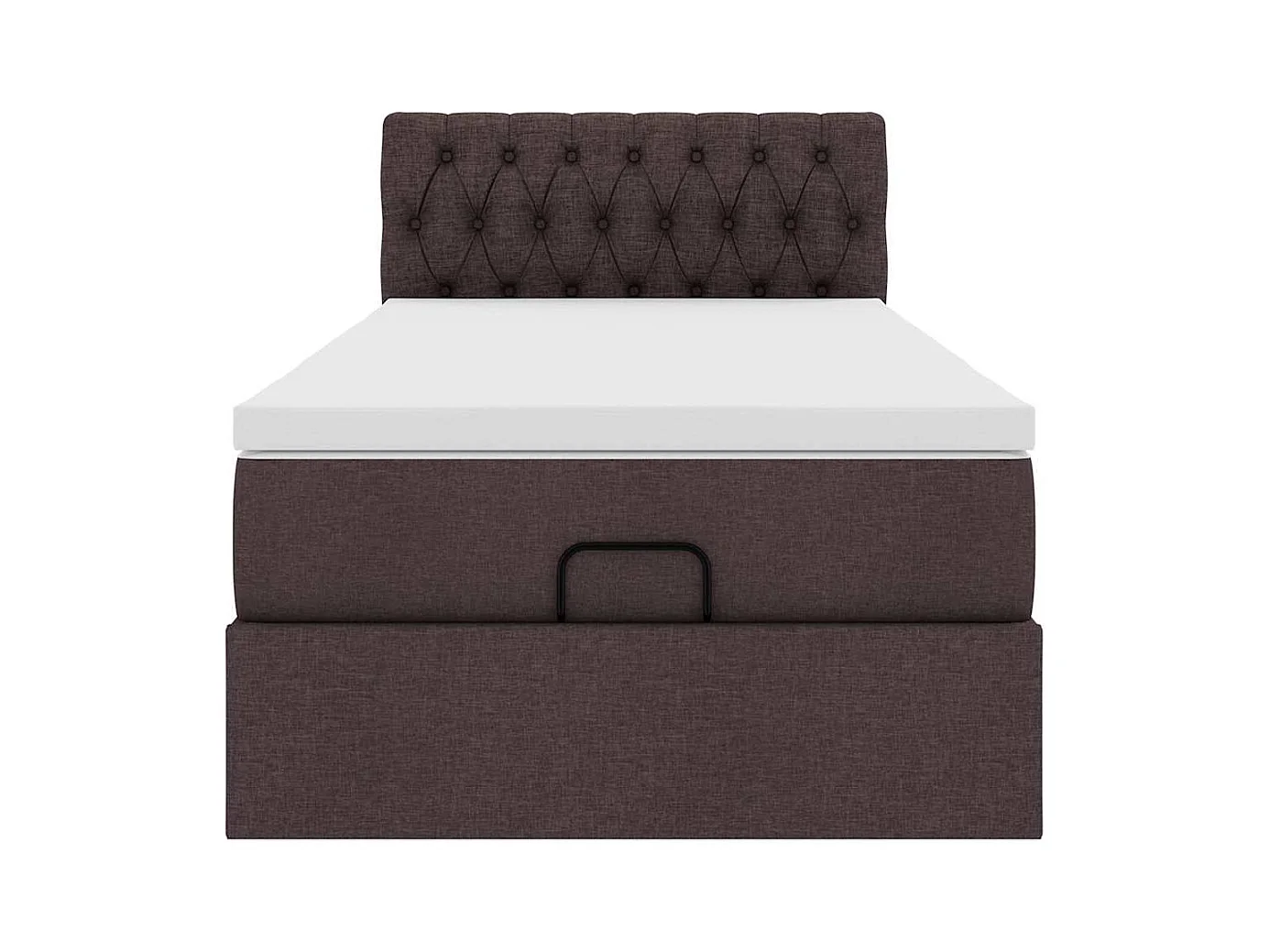 Lit ottoman avec matelas marron foncé 100x200 cm tissu
