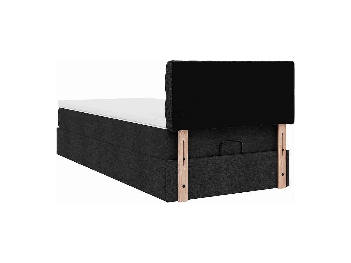 Cadre de lit ottoman avec matelas noir 90x190 cm tissu