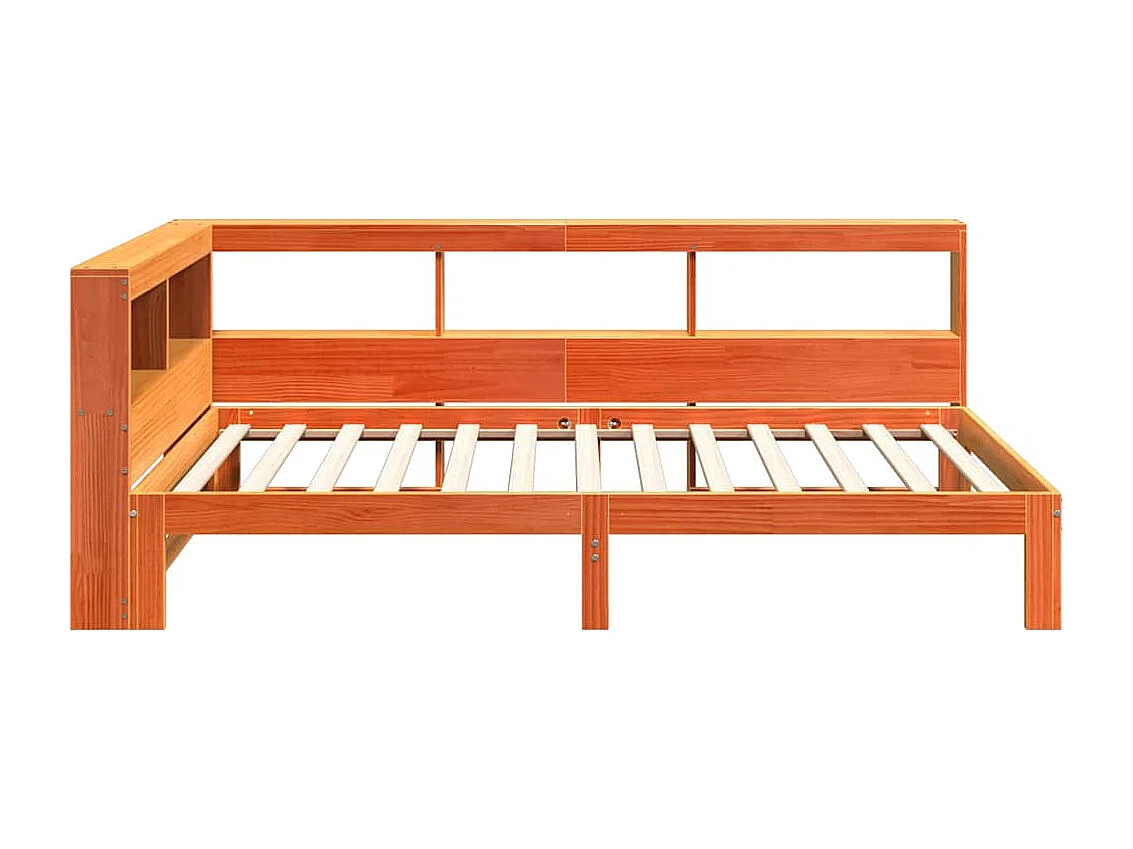 Lit bibliothèque sans matelas cire marron 100x200 cm pin massif