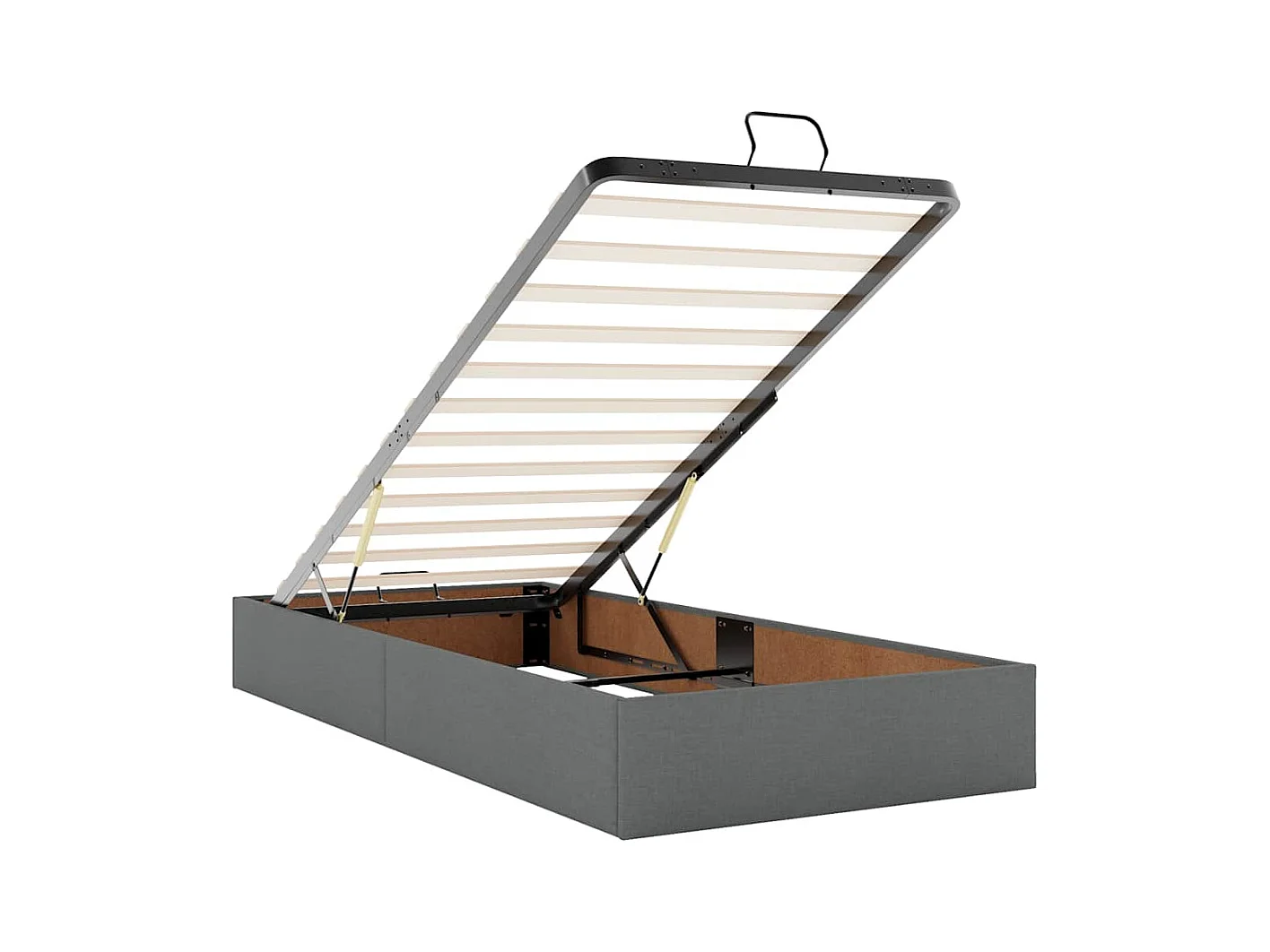 Cadre de lit ottoman avec matelas gris foncé 200x200cm tissu