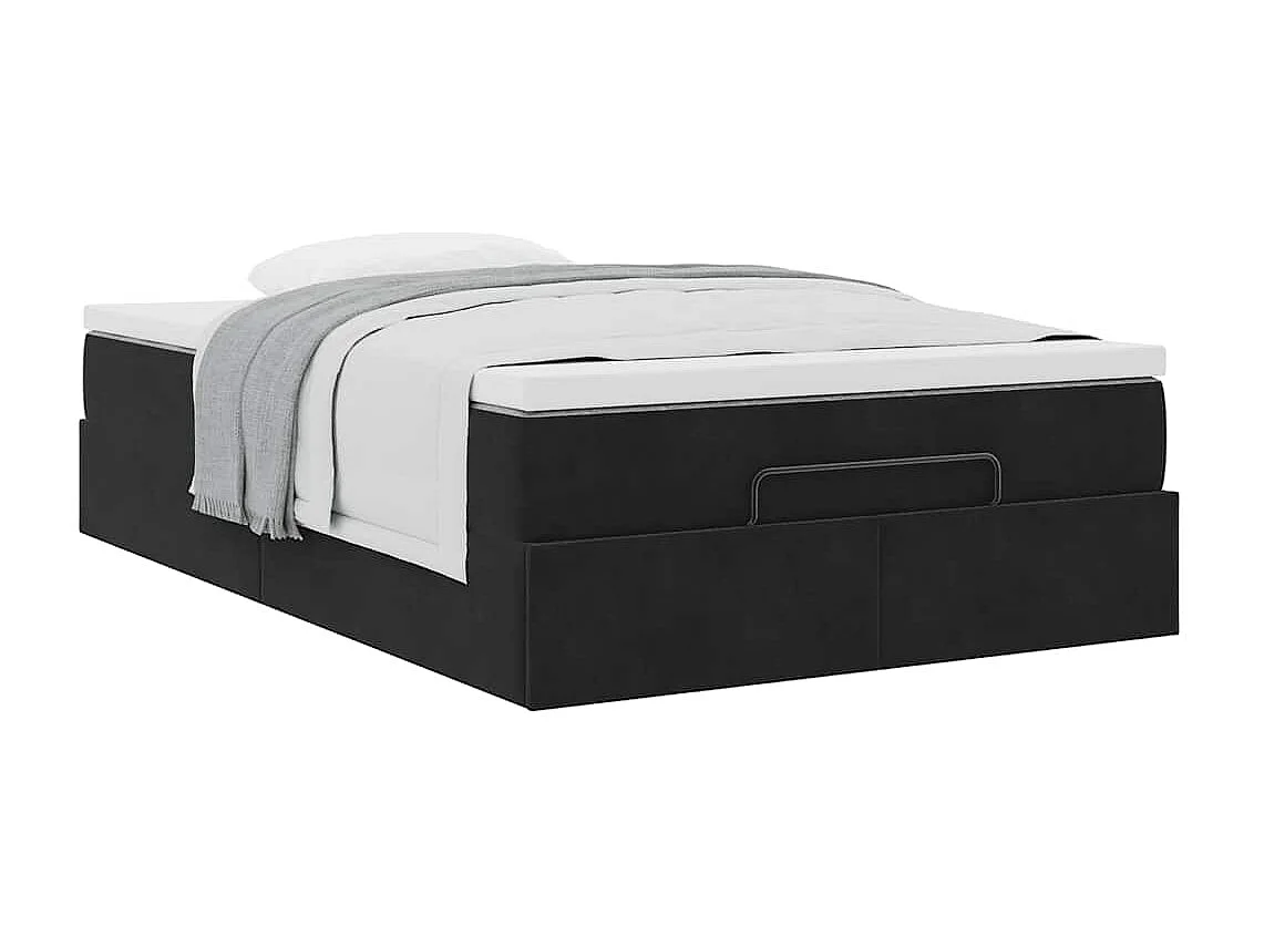 Estructura de cama otomana colchón terciopelo negro
