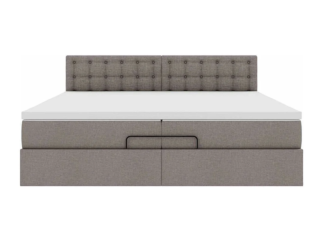 Cadre de lit ottoman avec matelas taupe 200x200 cm tissu