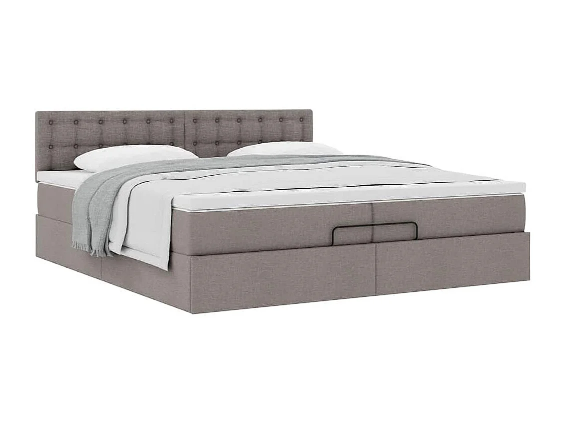Cadre de lit ottoman avec matelas taupe 200x200 cm tissu