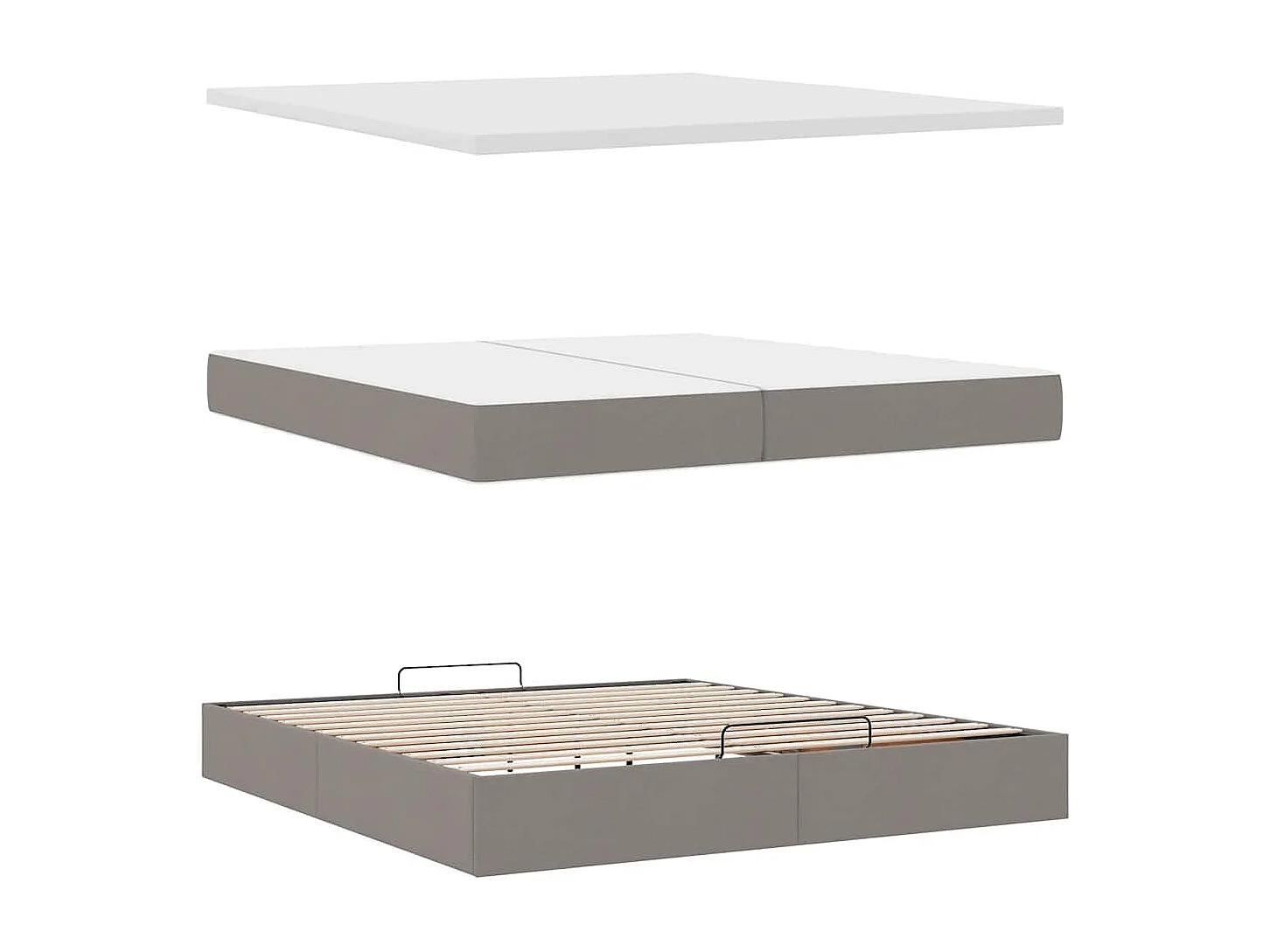 Cadre de lit ottoman avec matelas taupe 200x200 cm tissu