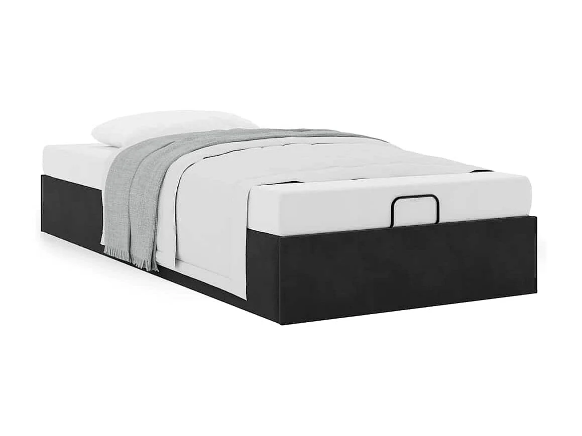 Cadre de lit ottoman sans matelas noir 80x200 cm velours