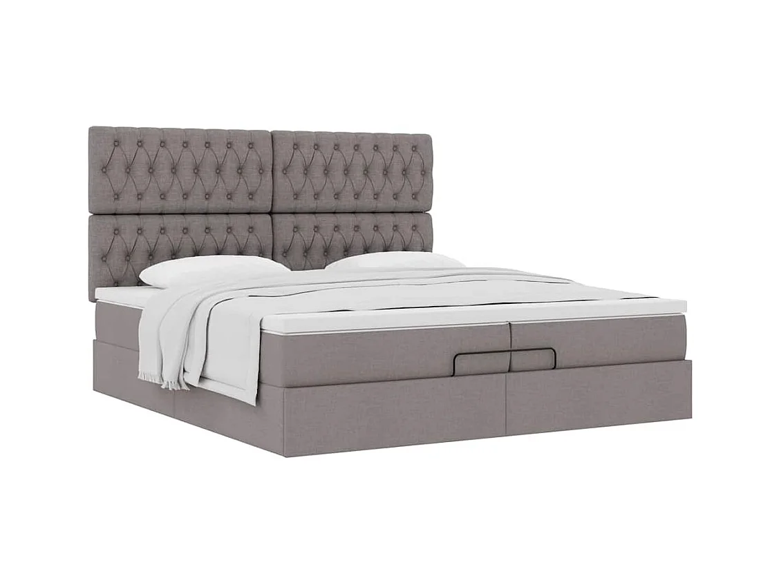 Estructura de cama otomana con colchones tela topo 200x200cm