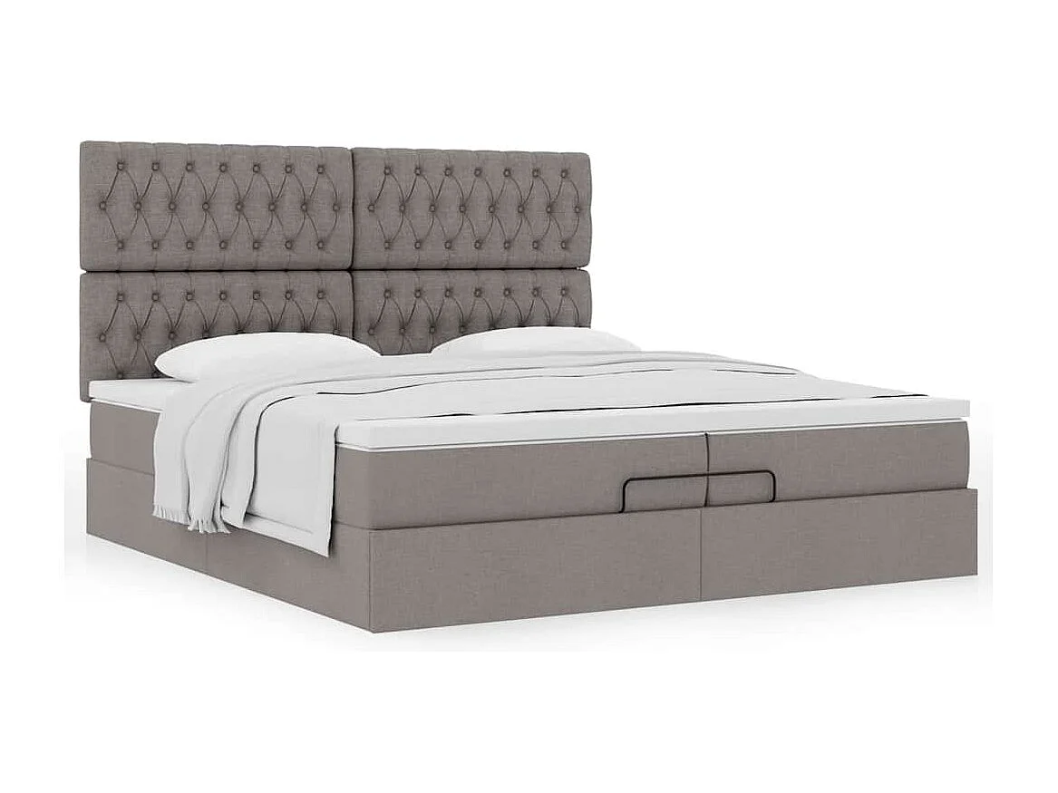 Cadre de lit ottoman avec matelas taupe 200x200cm tissu