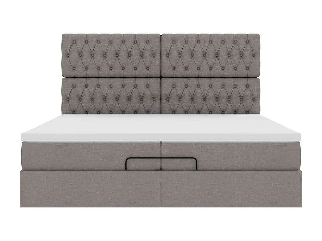 Cadre de lit ottoman avec matelas taupe 200x200cm tissu