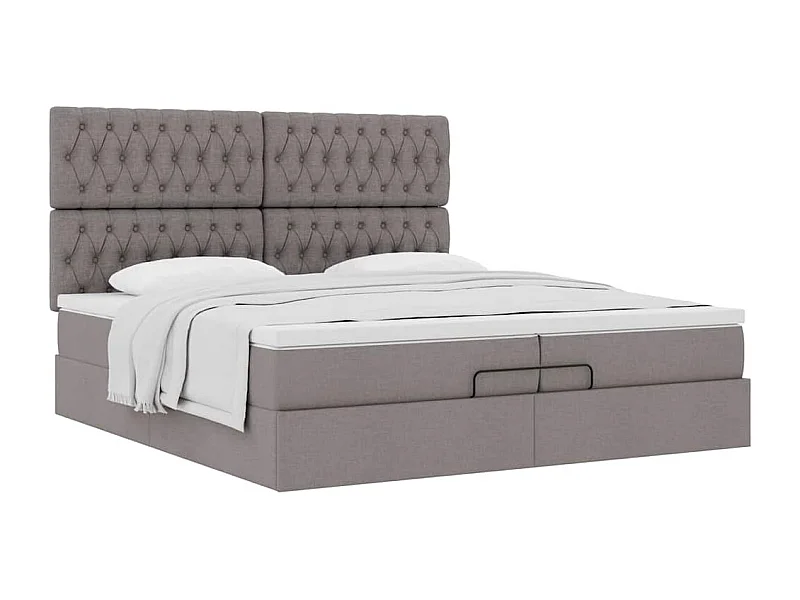 Cadre de lit ottoman avec matelas taupe 200x200cm tissu