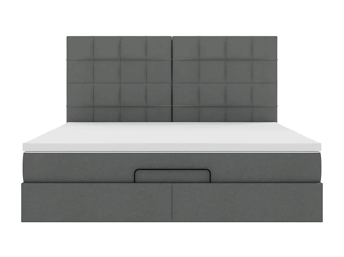 Cadre de lit ottoman avec matelas gris foncé 160x200cm tissu