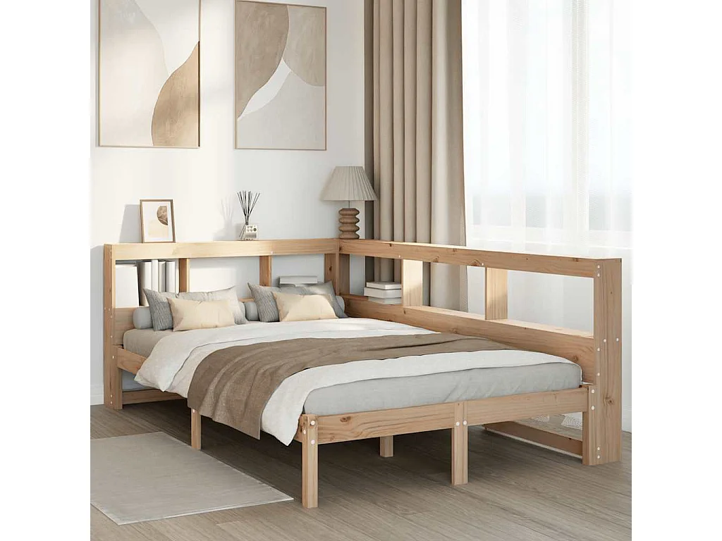 Lit bibliothèque sans matelas 120x190 cm bois de pin massif