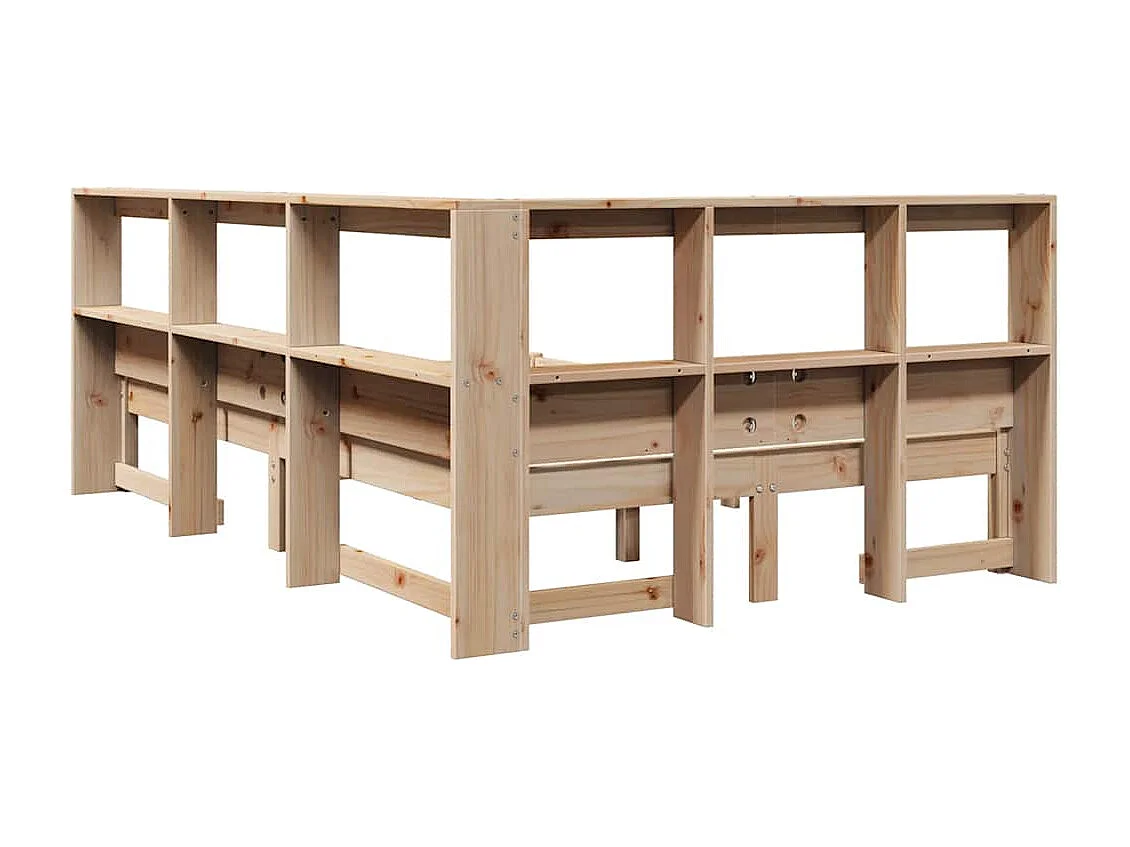 Lit bibliothèque sans matelas 120x190 cm bois de pin massif