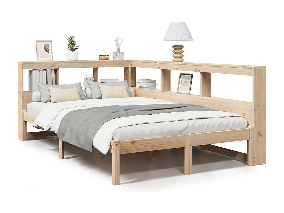 Lit bibliothèque sans matelas 120x190 cm bois de pin massif