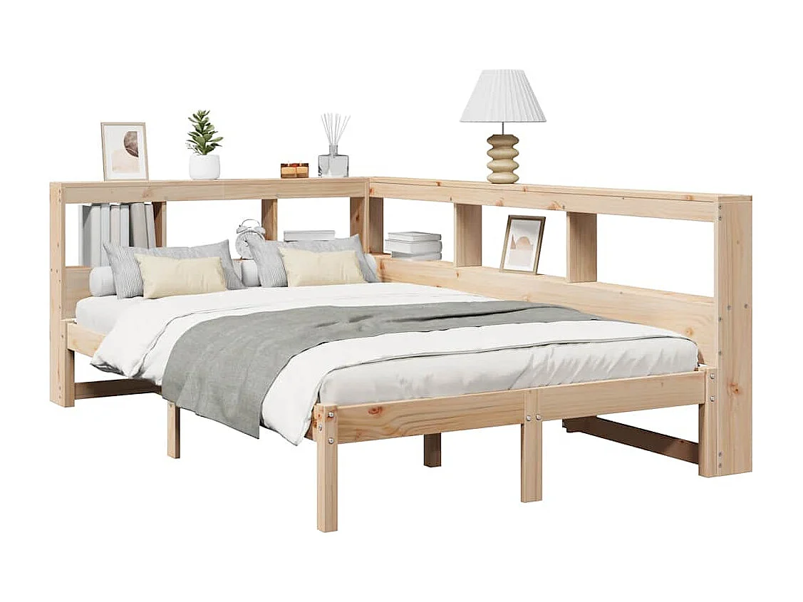 Lit bibliothèque sans matelas 120x190 cm bois de pin massif