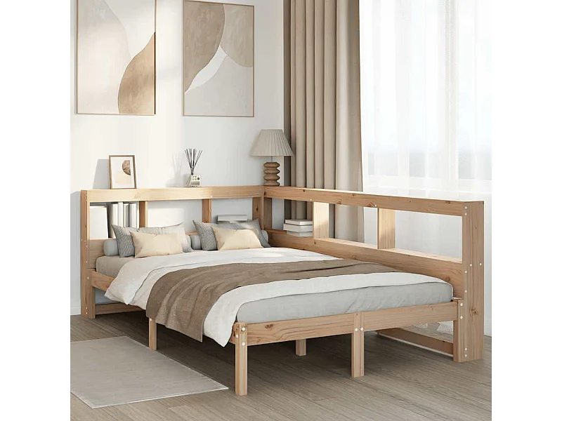 Lit bibliothèque sans matelas 120x190 cm bois de pin massif