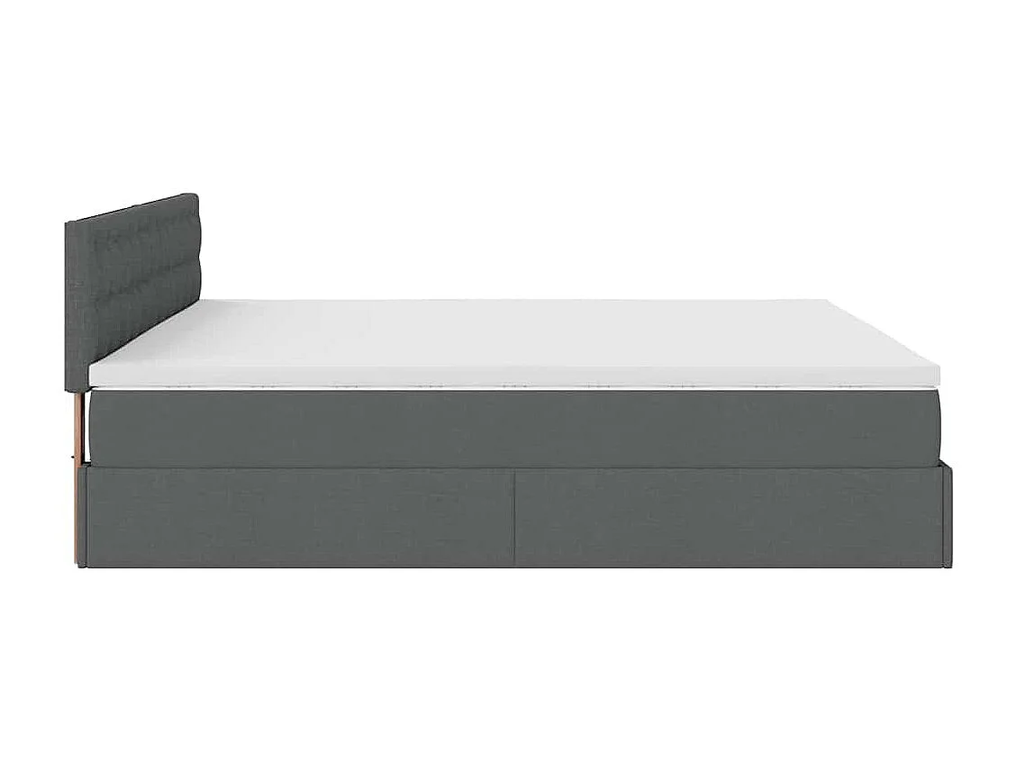 Cadre de lit ottoman avec matelas gris foncé 200x200cm tissu