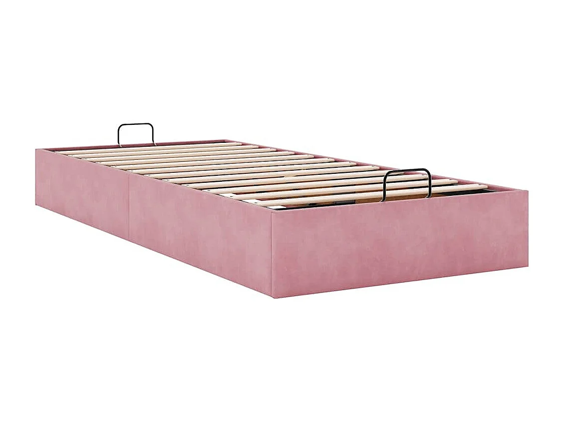Cadre de lit ottoman sans matelas rose 100x200 cm velours