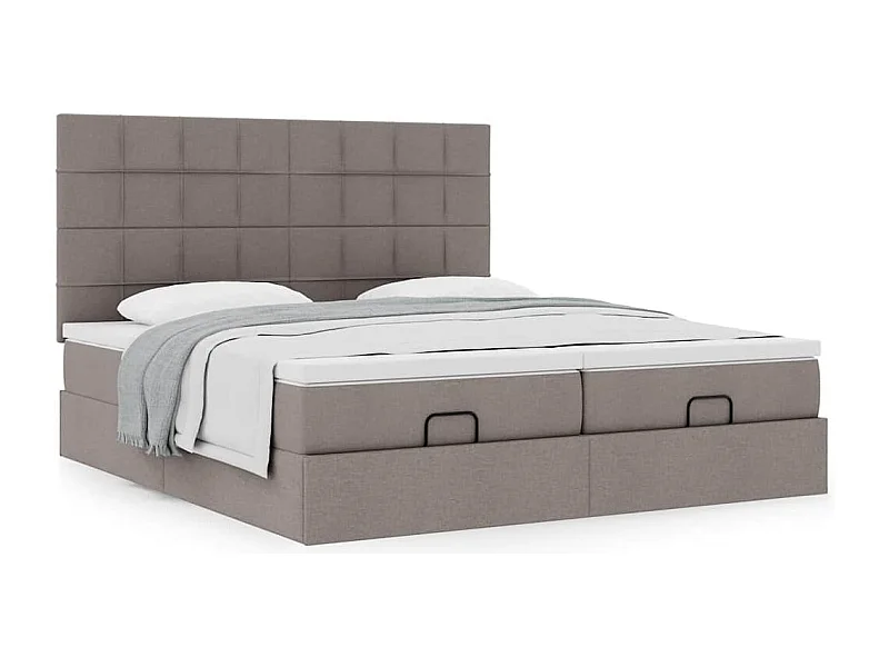 Ottoman bed met matrassen 200x200cm stof taupe