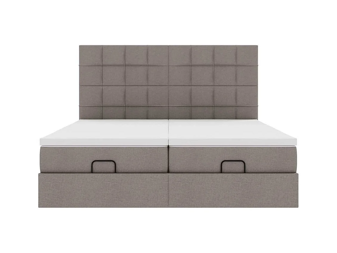 Cadre de lit ottoman avec matelas taupe 200x200cm tissu