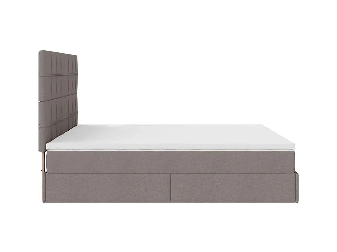 Cadre de lit ottoman avec matelas taupe 200x200cm tissu
