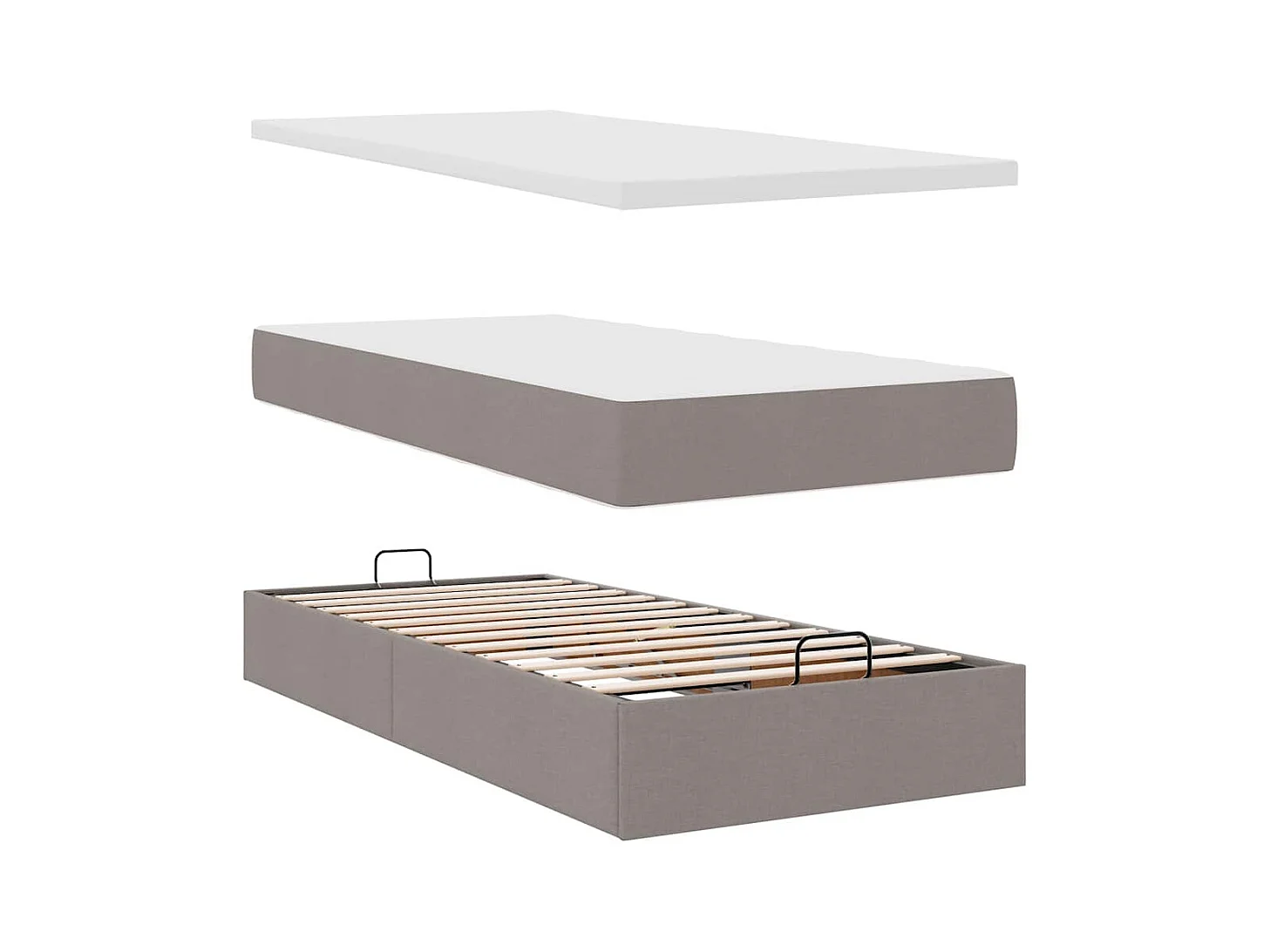 Cadre de lit ottoman avec matelas taupe 200x200cm tissu