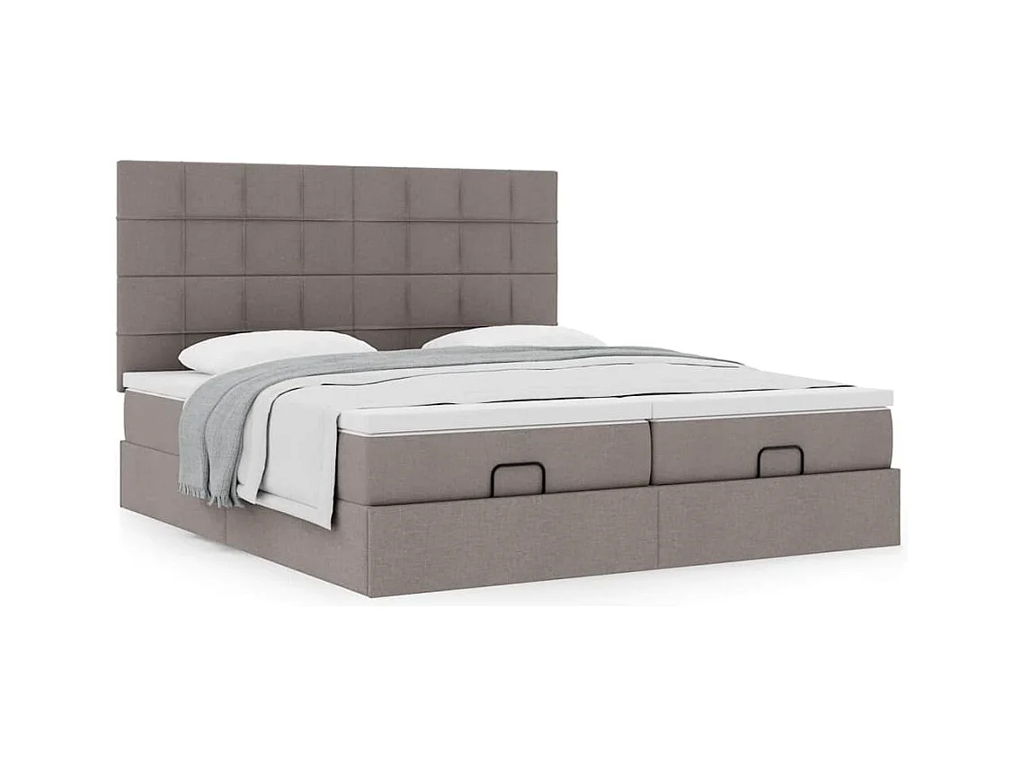 Cadre de lit ottoman avec matelas taupe 200x200cm tissu